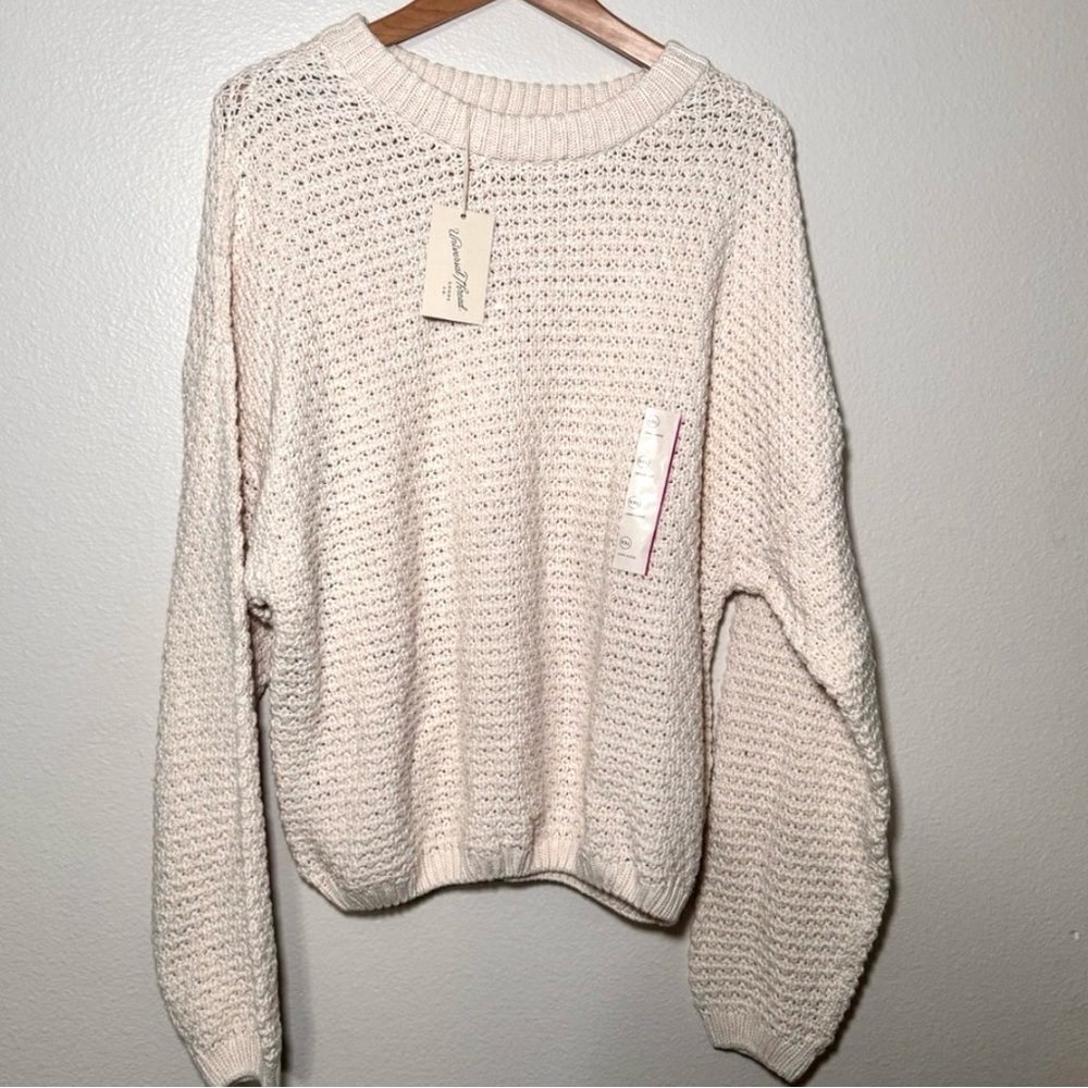 Universal Thread Cream Crochet Sweater XXL NWT Knit Cotton Blend Cozy Pullover